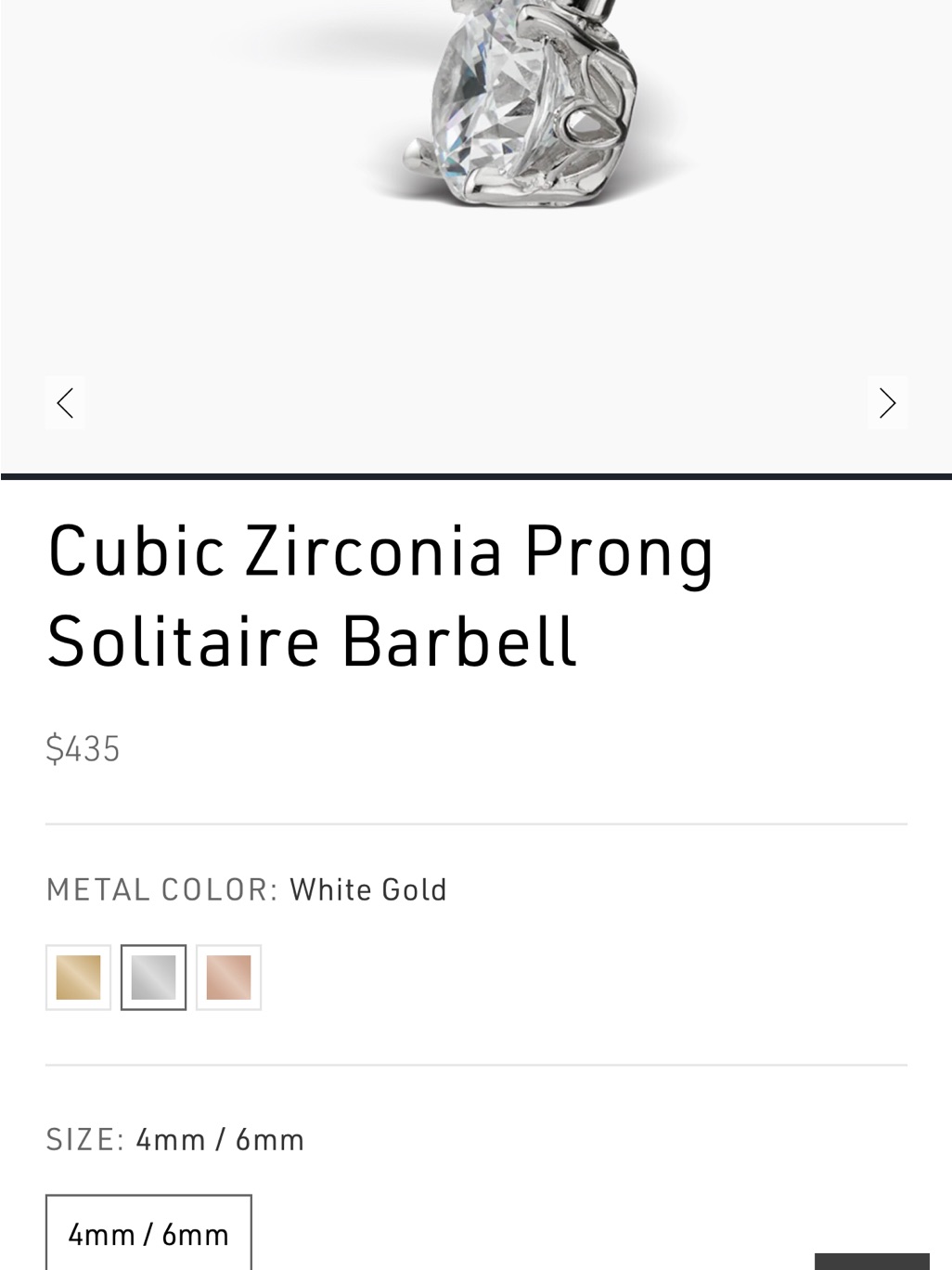 Maria Tash Rose Gold Cubic Zirconia Double Prong Barbell — image 3 of 5